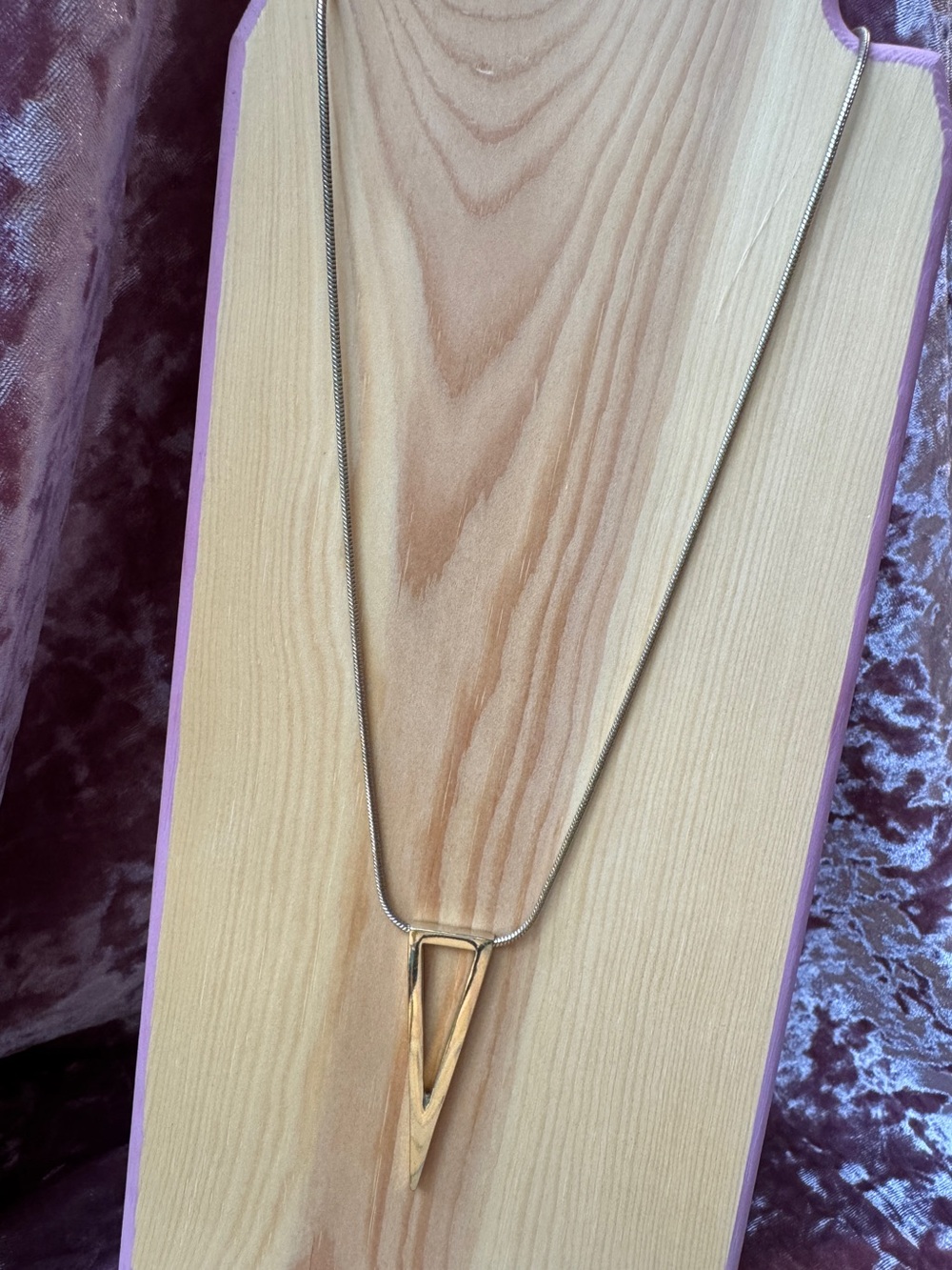 Gold Toned Triangle Pendant Adjustable Necklace